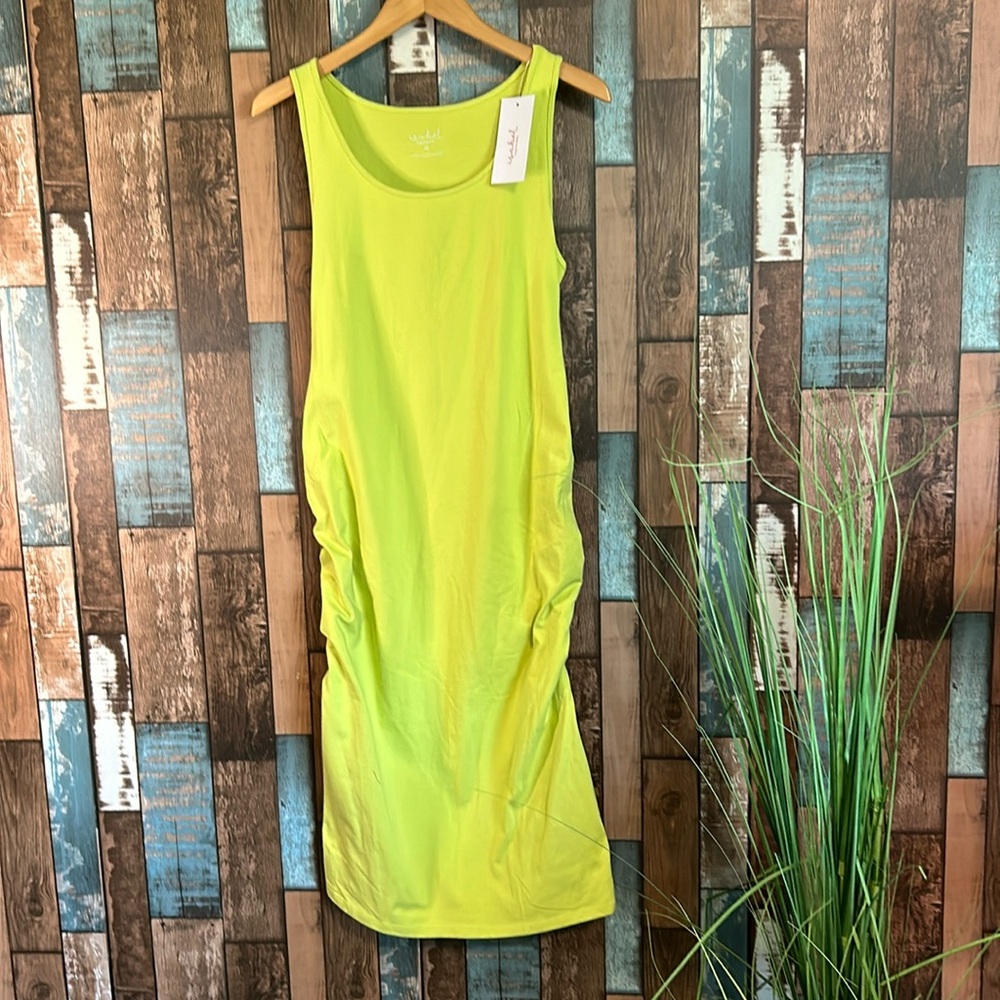 Isabel medium lime green stretch side dress
